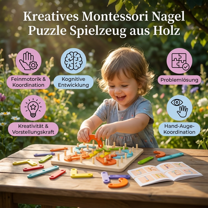 Kreatives Montessori Nagel Puzzle Spielzeug aus Holz