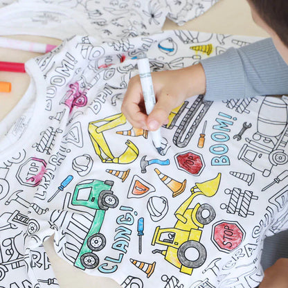 Kreativer Kinder Pyjama zum selber ausmalen