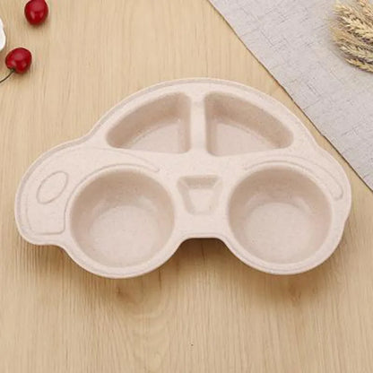 Kinder Teller Auto-Design – Geteilter Baby Teller aus Weizenstroh
