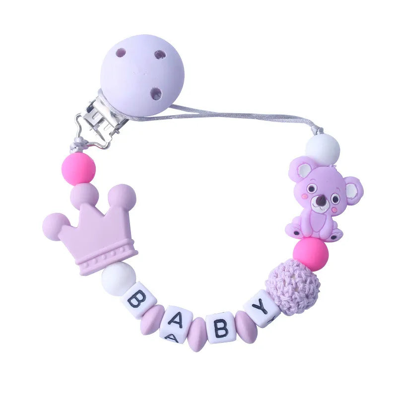 Baby Schnullerclip mit Krone und Bärchen