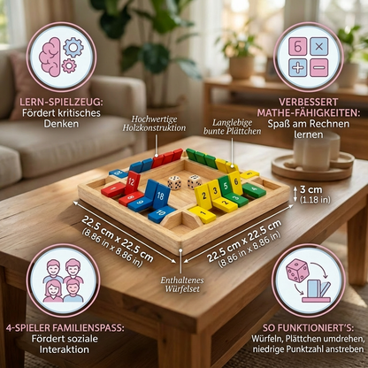 ShutTheBox Familien Klappenspiel 4 Spieler Set