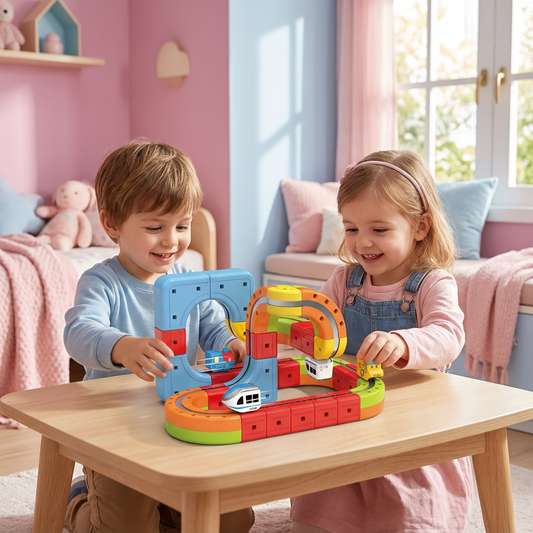 Magnetische Würfel Schienen Bahn Kinderspielzeug