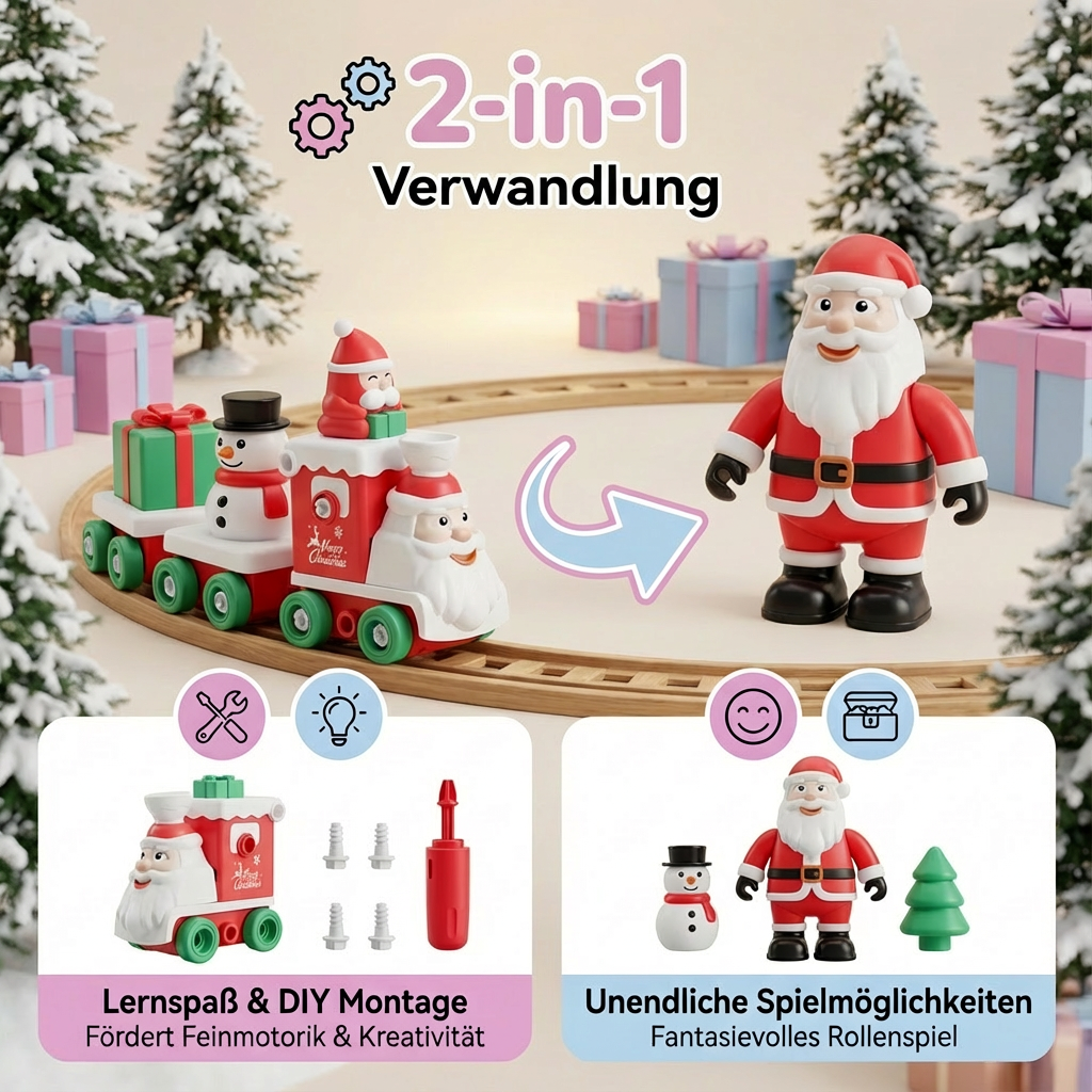 2in1 Transformierender Weihnachtszug und Weihnachtsmann Roboter