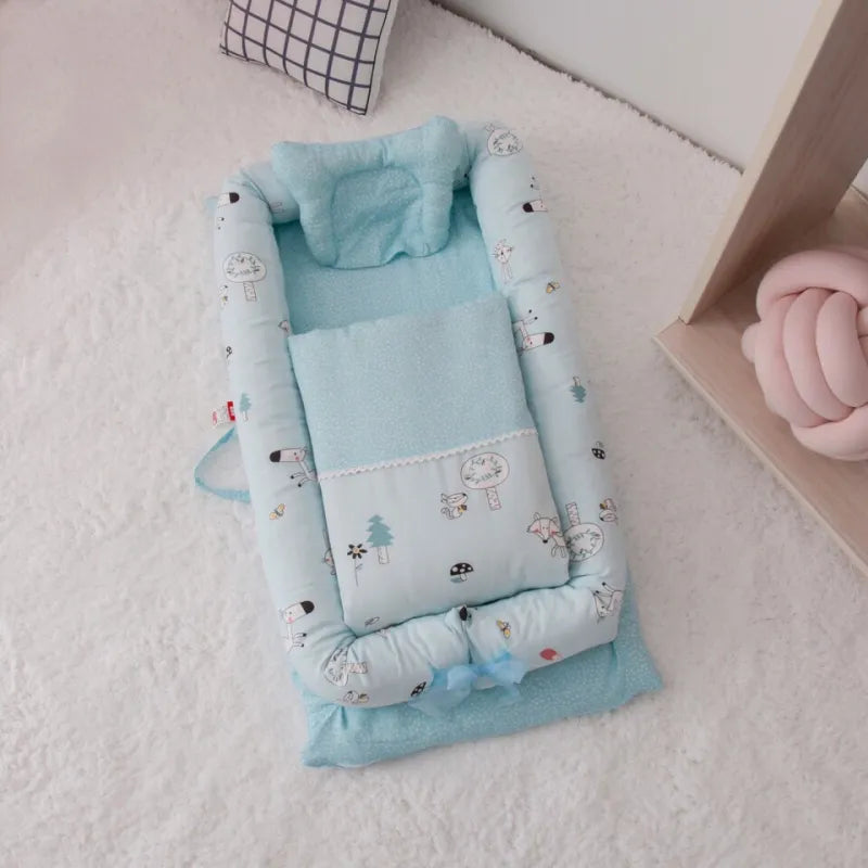Baby Nestchen mit Matratze – Tragbares Babynest für Neugeborene & Kleinkinder