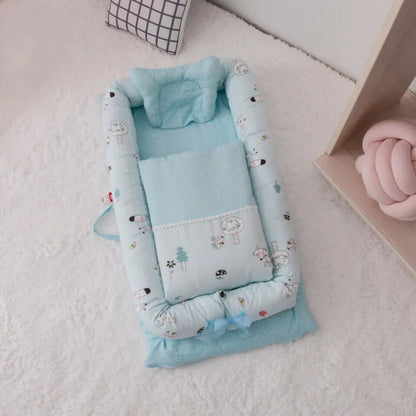 Baby Nestchen mit Matratze – Tragbares Babynest für Neugeborene & Kleinkinder