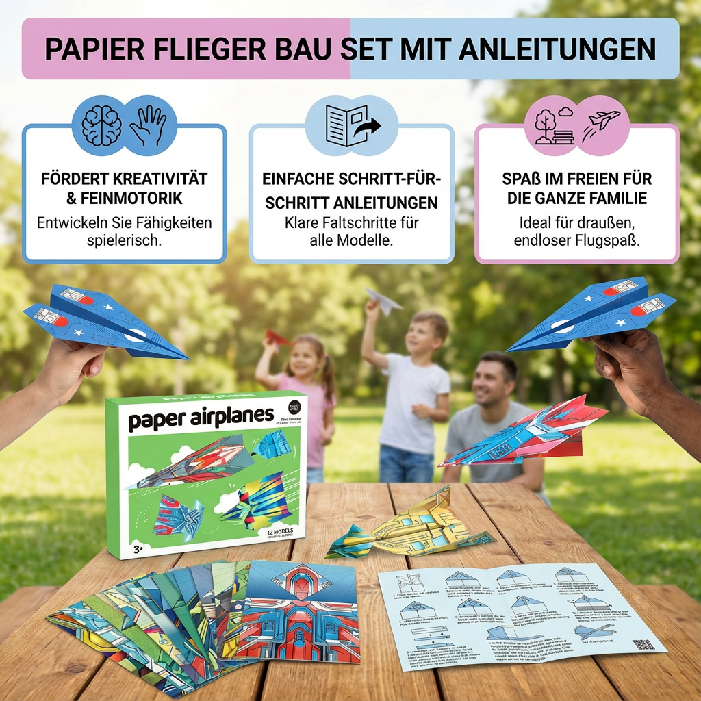 Papier Flieger Bau Set mit Anleitungen