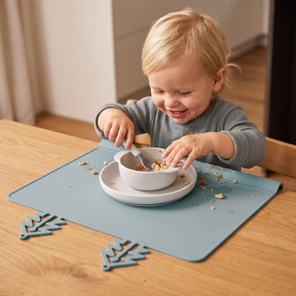 BabySafe praktische & hygienische Silikon-Babytischmatte mit erhöhtem Rand