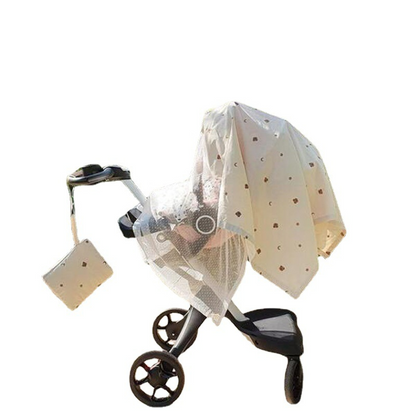 Kinderwagen Abdeckung mit Musselintuch & Moskitonetz für Babys