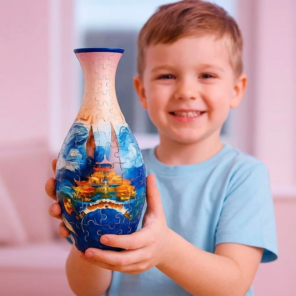 Edle 3D Puzzle Vase - Verwendbar für echte Blumen