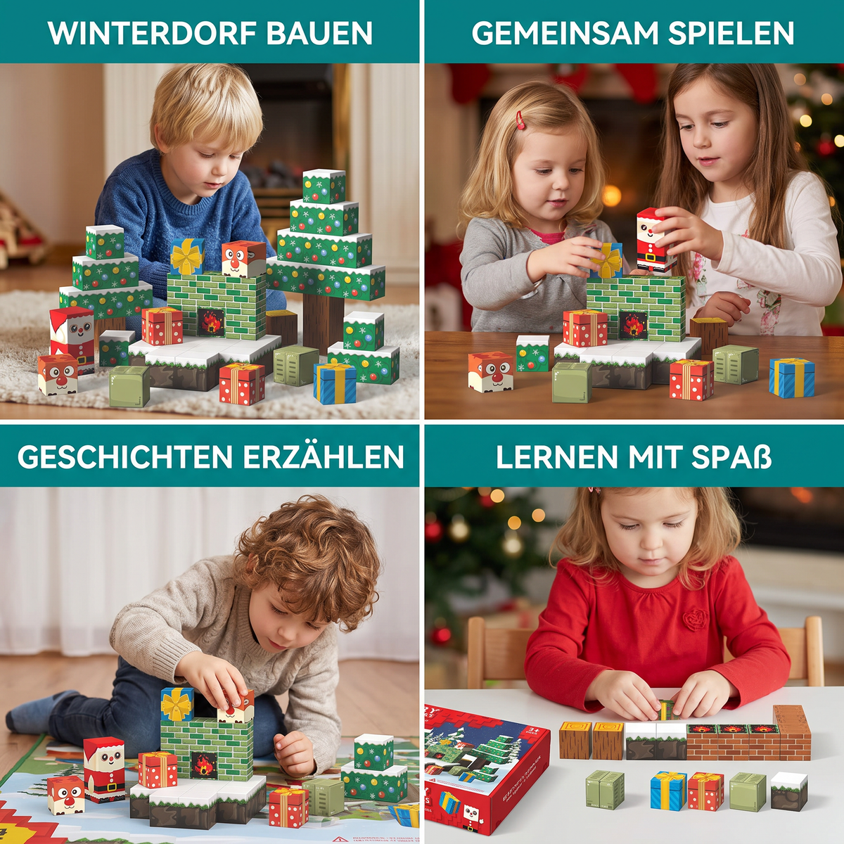 54-teiliges Weihnachts-Magnetbausteinset – Festliches MINT-Konstruktionsspielzeug