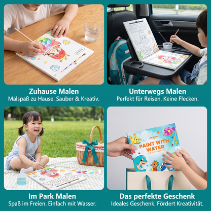 Aquarell-Malbuch mit Pinsel – Sauberer Malspaß nur mit Wasser