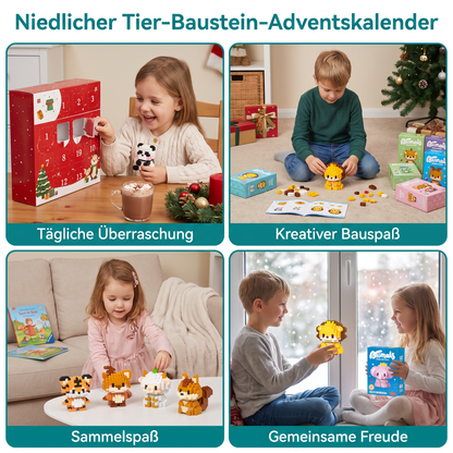Niedlicher Tier-Baustein-Adventskalender für Kinder