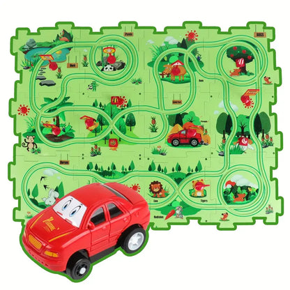Puzzle Bahn Baustein Rennen