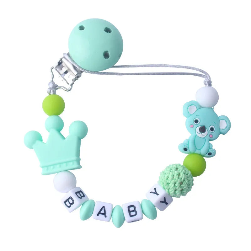 Baby Schnullerclip mit Krone und Bärchen