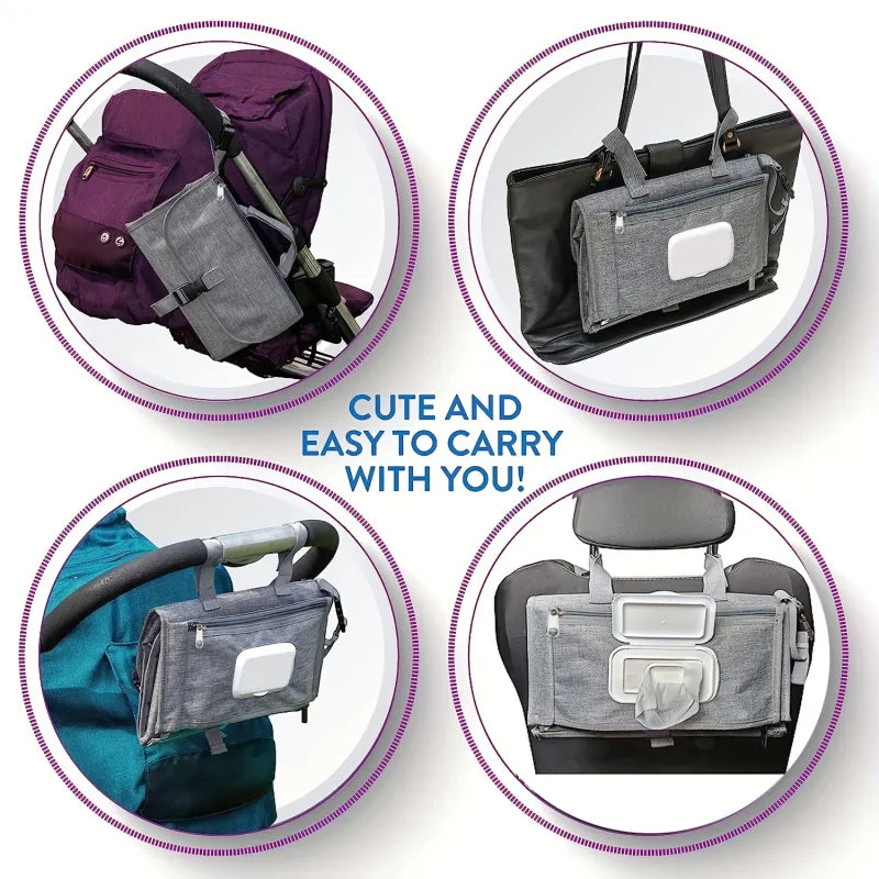 Wickelunterlage für Unterwegs – Faltbare Baby Wickelmatte mit Taschen