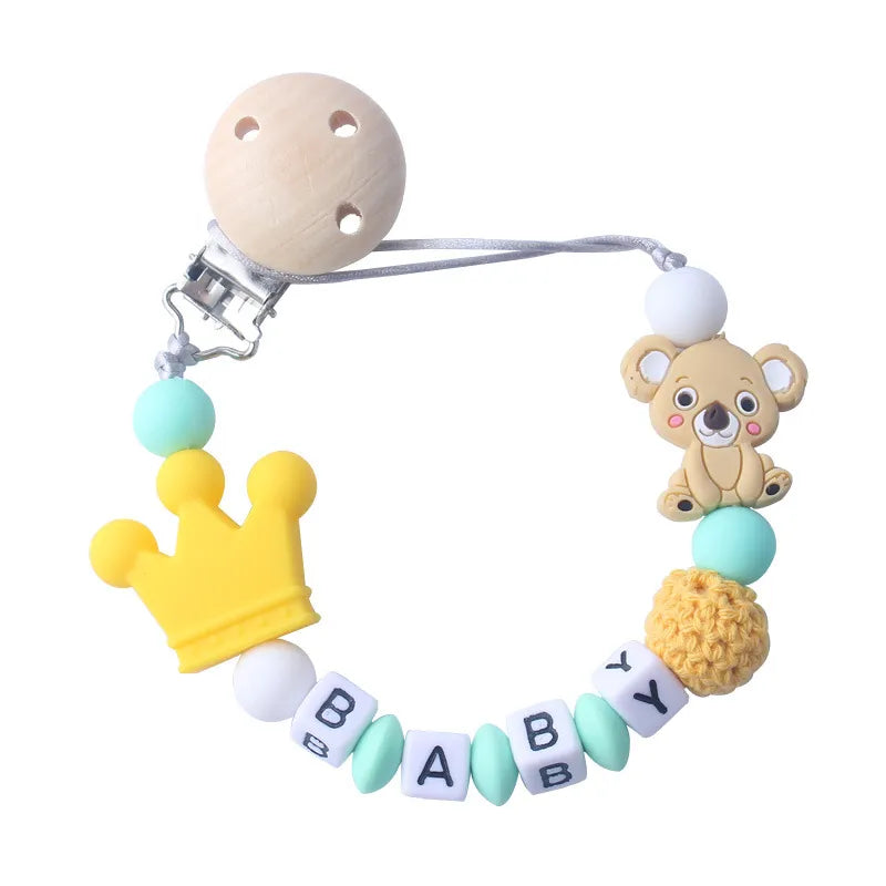 Baby Schnullerclip mit Krone und Bärchen