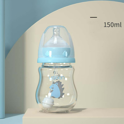 Baby Trinkflasche mit Griffen –  Silikon mit Weichem Sauger & Tiermotiv