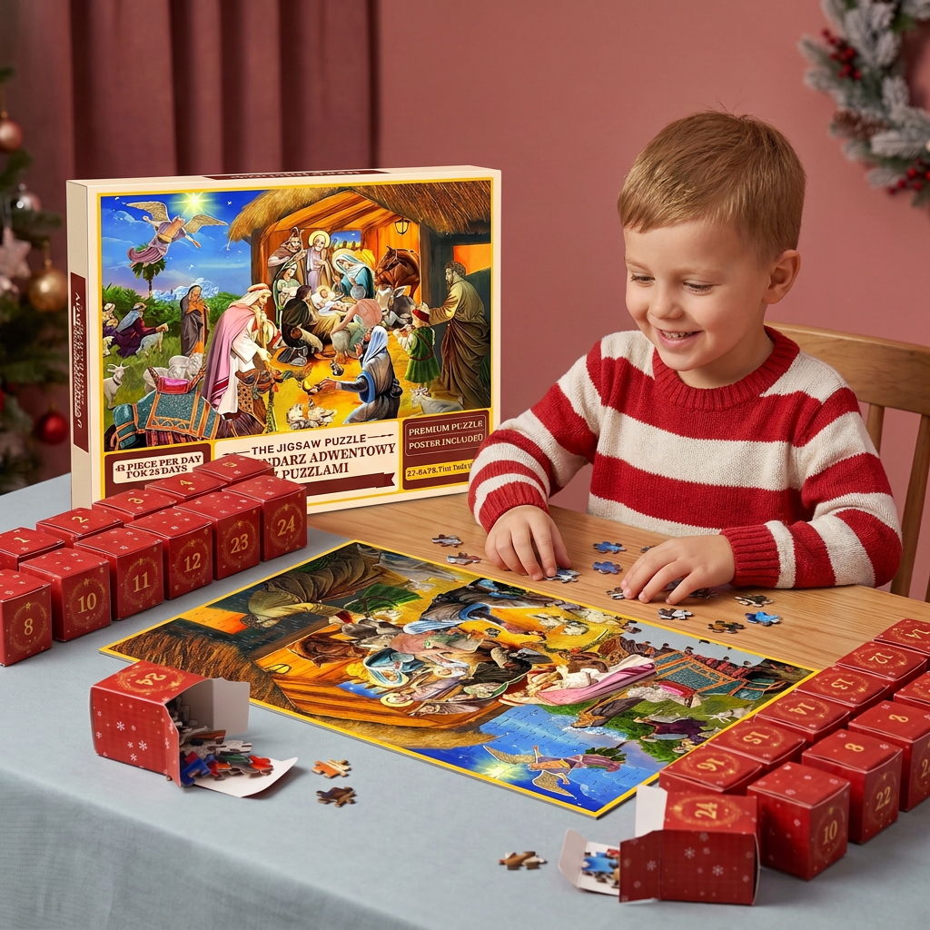 Weihnachts-Puzzle-Adventskalender – 24-Tage-Countdown-Set mit 1008 Teilen