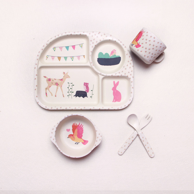 Baby Geschirrset mit Wolkenmotiv – Teller, Schüssel, Becher & Besteck für Kinder