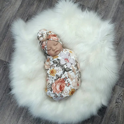 Neugeborenen Pucktuch mit Mütze – Weicher Baby Wickelsack aus Baumwolle