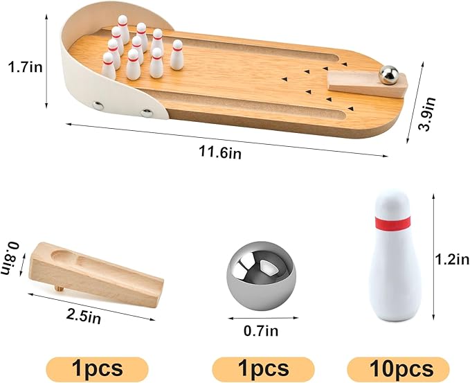 Mini- Bowling – Holz- Kegelbahn Für Zuhause