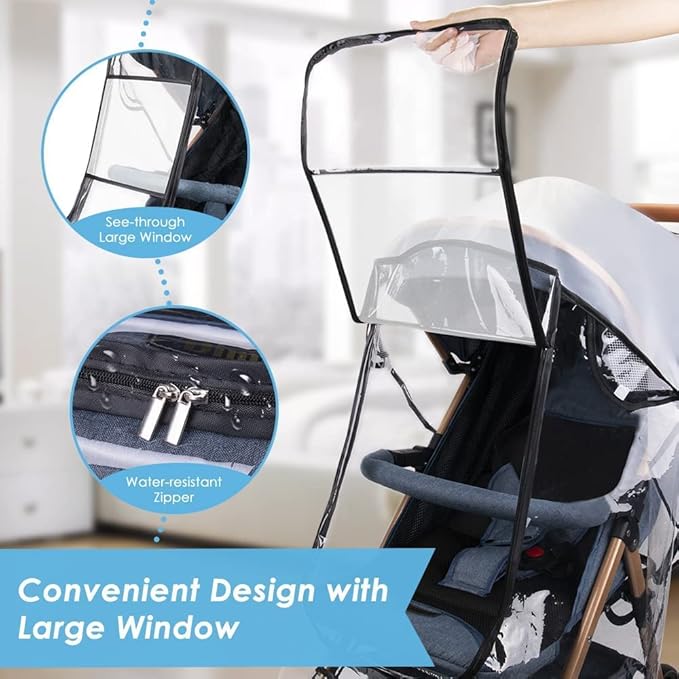 Kinderwagen Regenschutz – Transparente Wetterschutzhaube für Buggy