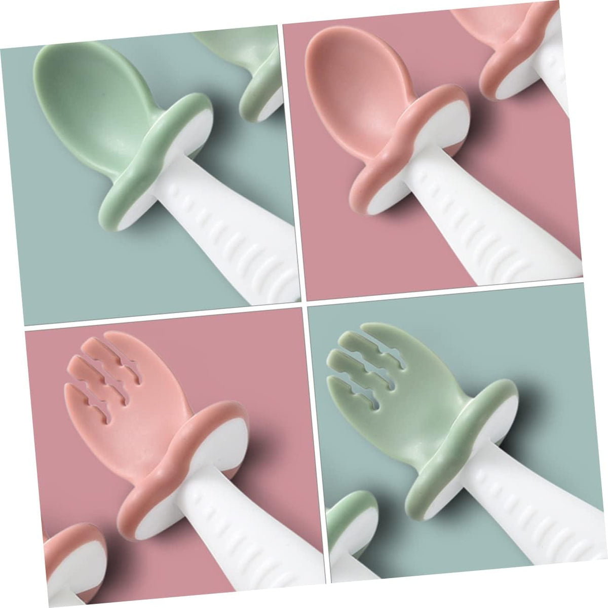 Baby Besteck Set – Ergonomischer Löffel und Gabel aus Silikon für Kleinkinder