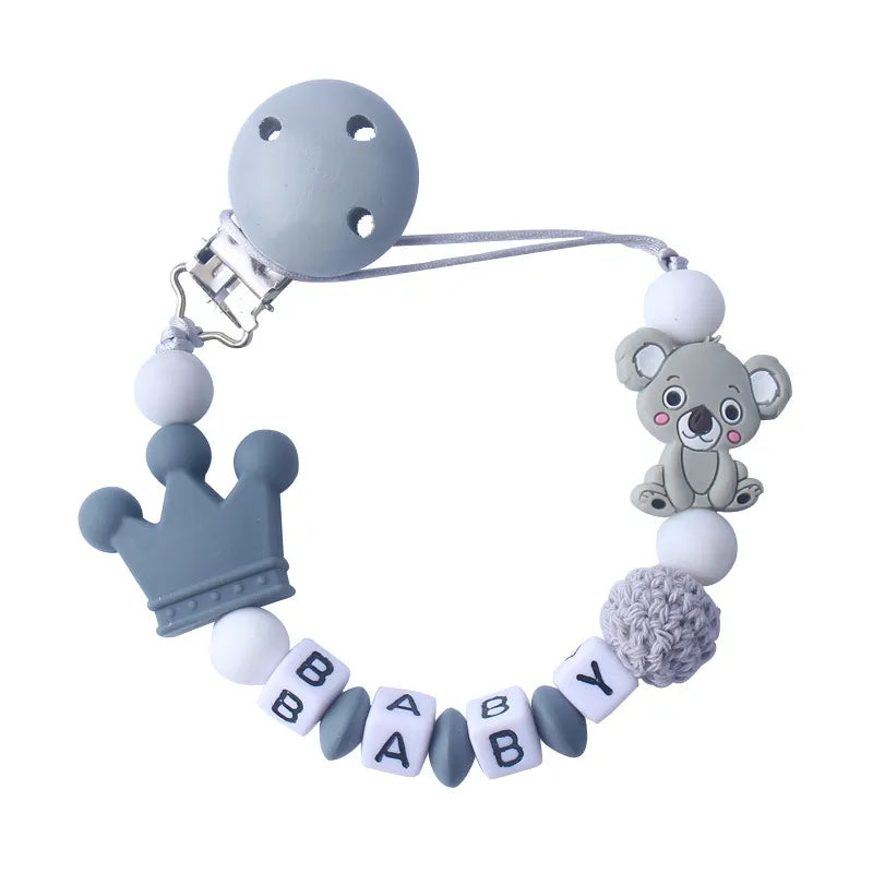 Baby Schnullerclip mit Krone und Bärchen