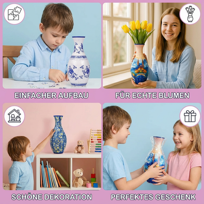 Edle 3D Puzzle Vase - Verwendbar für echte Blumen