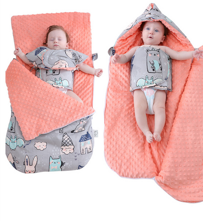 Baby Schlafsack mit Kapuze – Minky Decke für Neugeborene