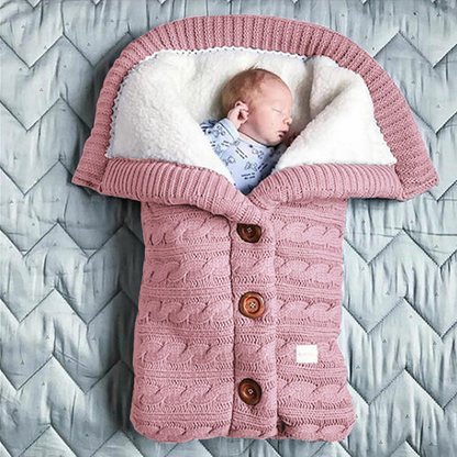 Baby Strick-Schlafsack mit Kapuze – Weicher, gefütterter Babyschlafsack