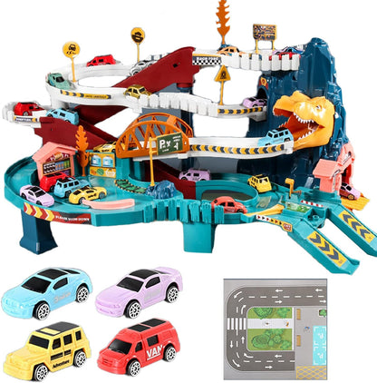 Dinosaurier-Bergstraße Spielset mit Fahrzeug