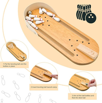 Mini- Bowling – Holz- Kegelbahn Für Zuhause