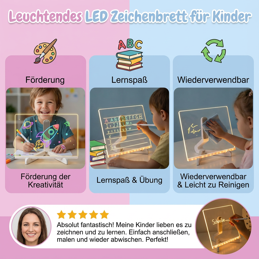 Leuchtendes LED Zeichenbrett für Kinder