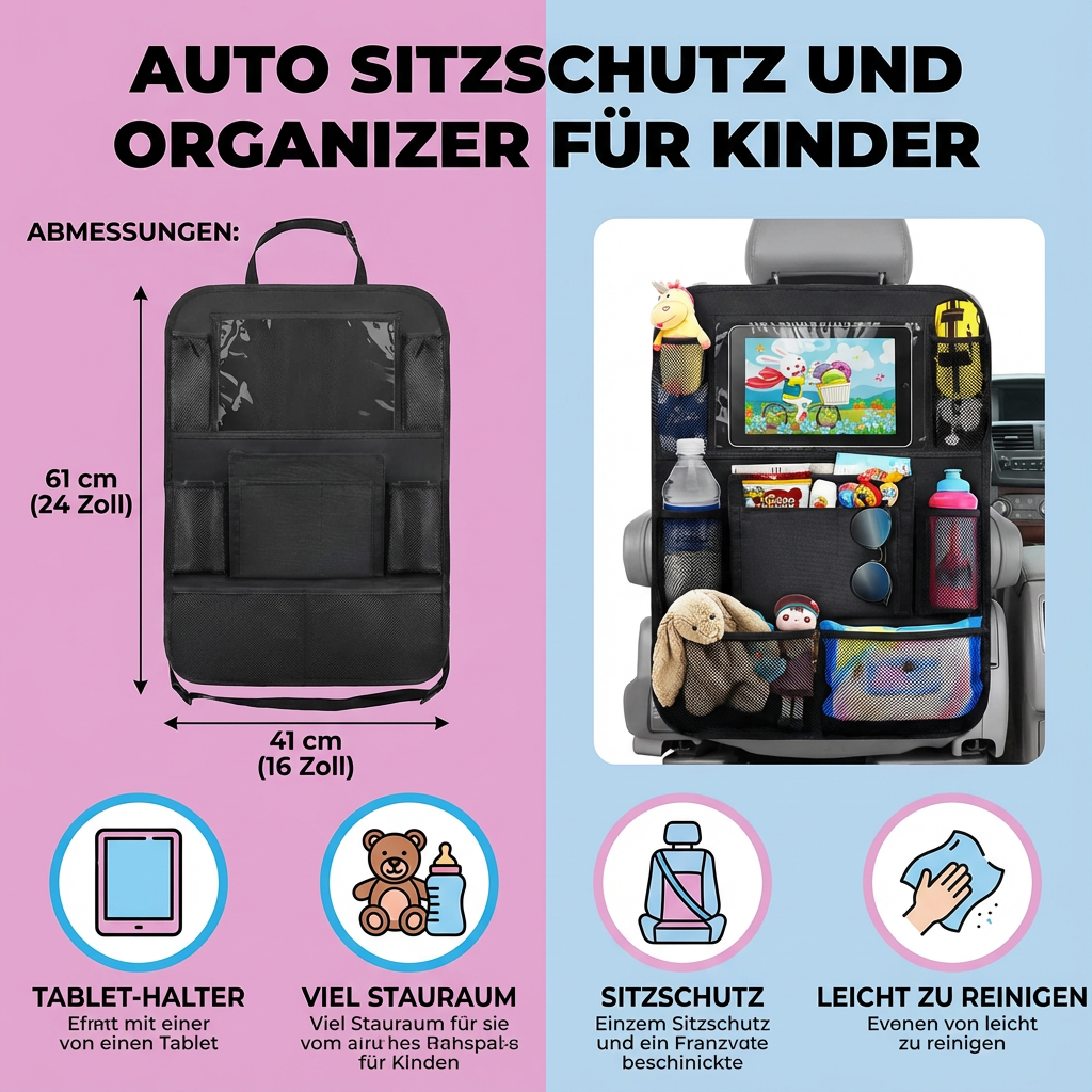 Auto Sitzschutz und Organizer für Kinder
