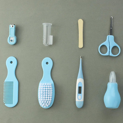 Komplettes Baby Pflege Set mit Nagelknipser, Fieberthermometer, Bürste und Kamm