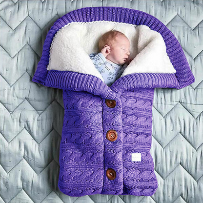 Baby Strick-Schlafsack mit Kapuze – Weicher, gefütterter Babyschlafsack