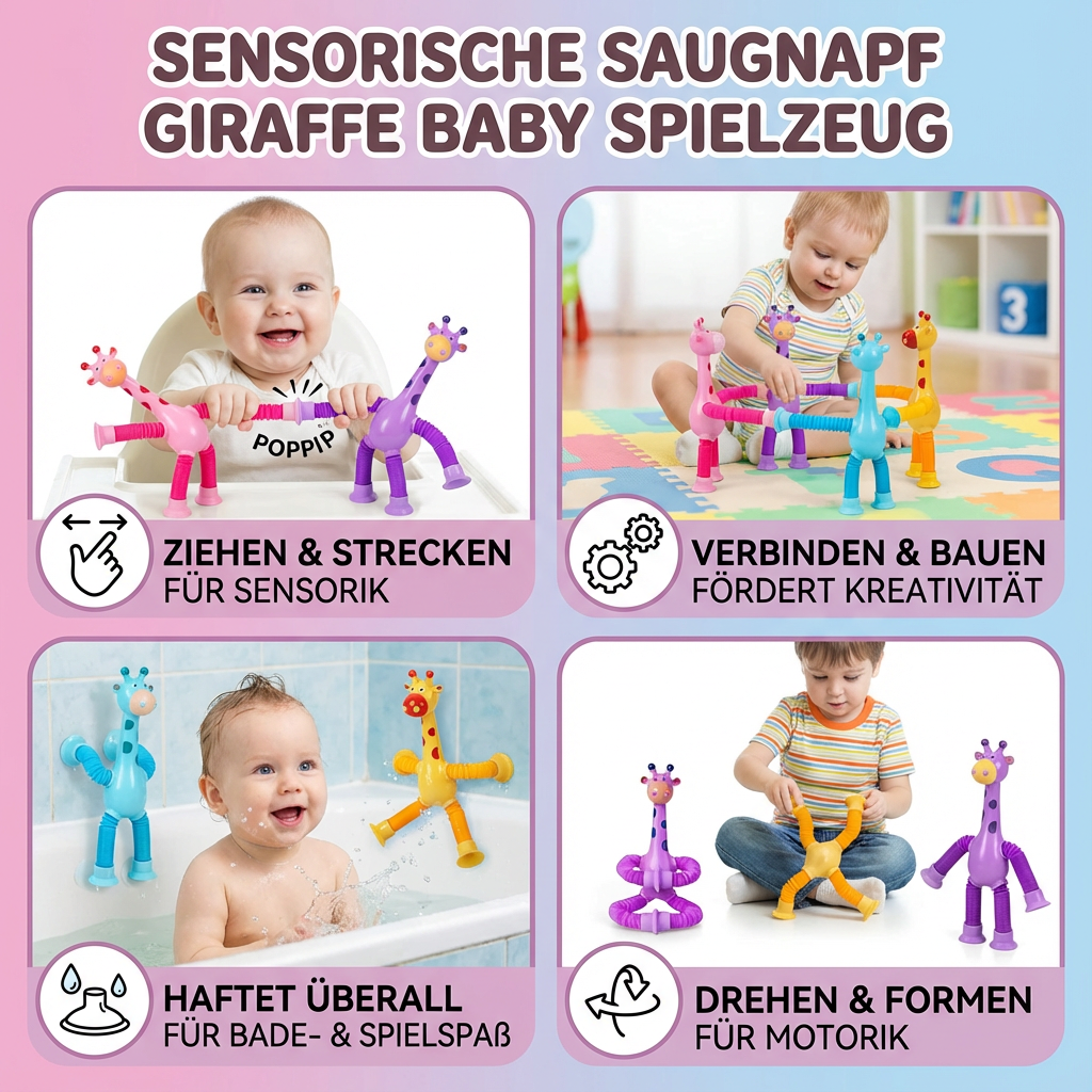 Sensorische Saugnapf Giraffe Baby Spielzeug