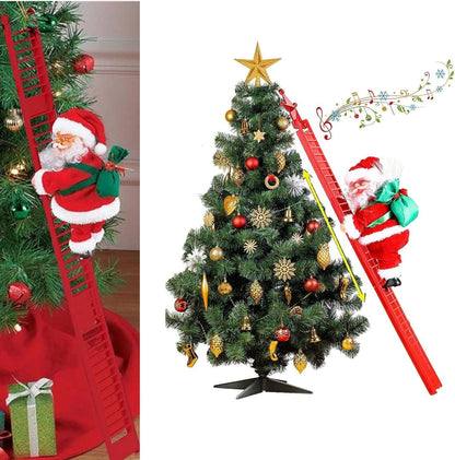 Kletternder Weihnachtsmann mit Leiter