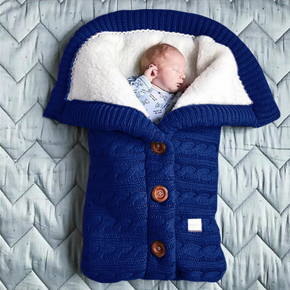 Baby Strick-Schlafsack mit Kapuze – Weicher, gefütterter Babyschlafsack