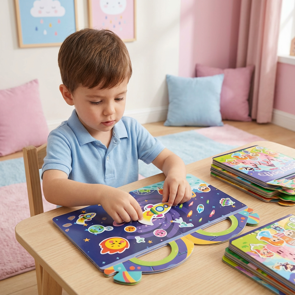 Wiederverwendbare Montessori Sticker Bücher mit verschiedenen Themenwelten