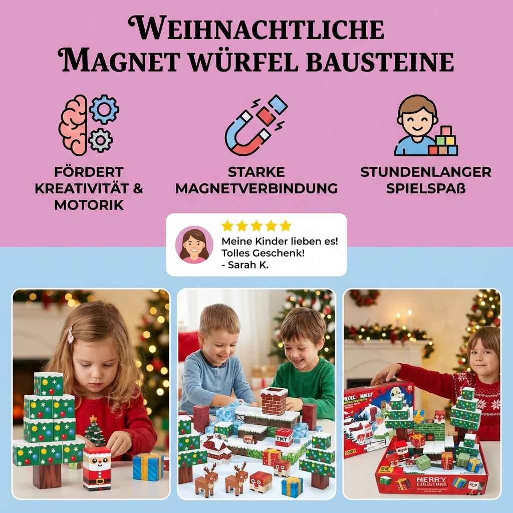 Weihnachtliche Magnet Würfel Bausteine