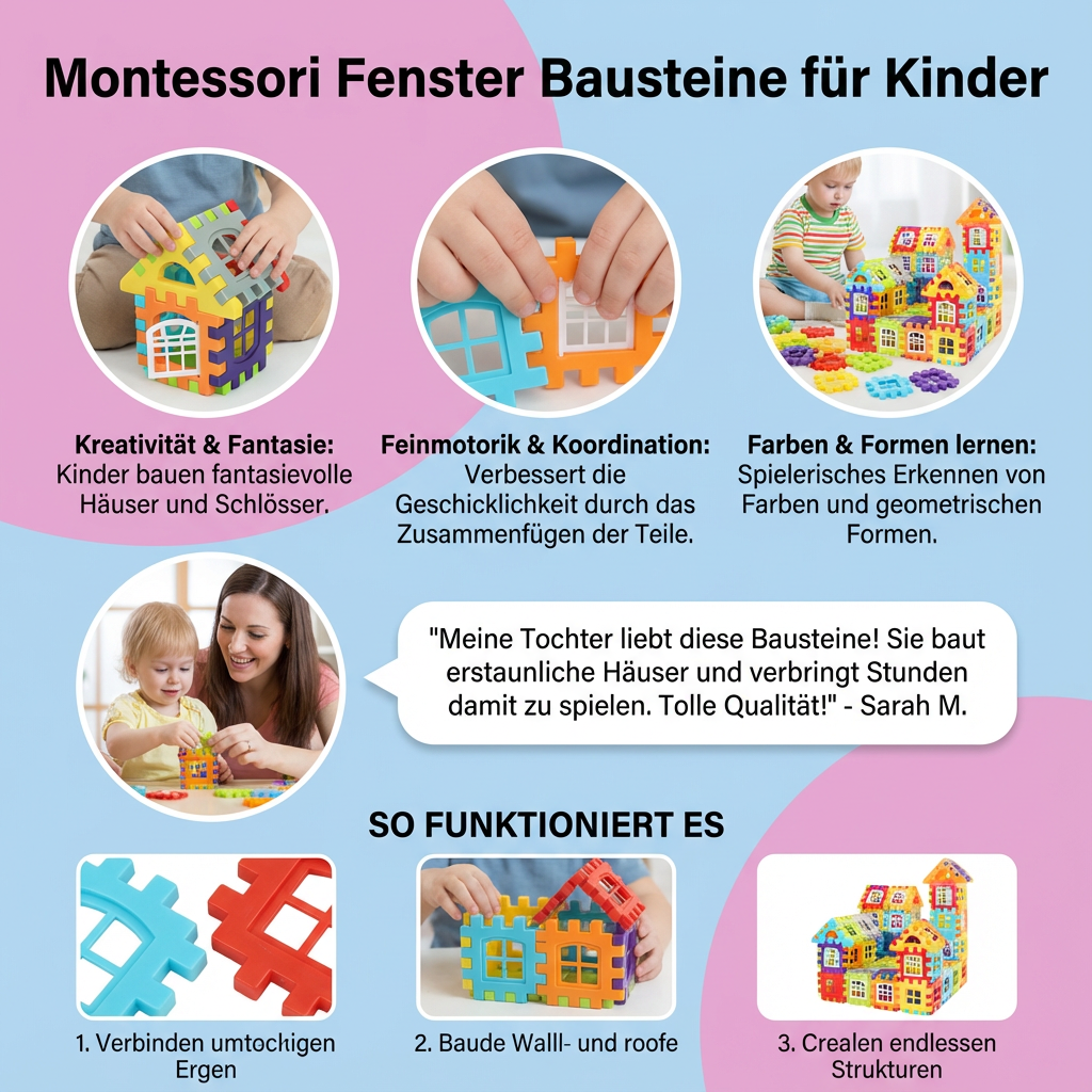 Montessori Fenster Bausteine für Kinder