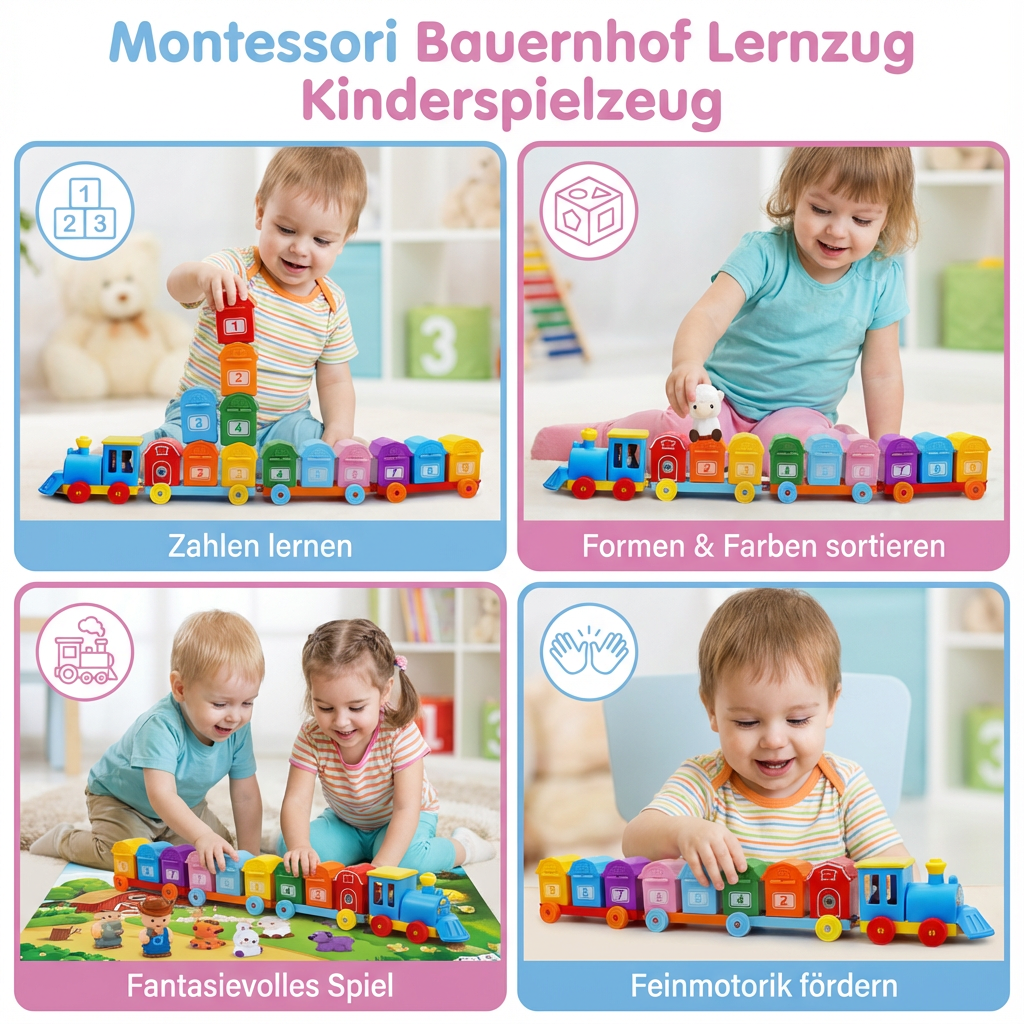 Montessori Bauernhof Lernzug Kinderspielzeug