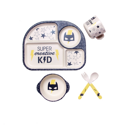 Baby Geschirrset mit Wolkenmotiv – Teller, Schüssel, Becher & Besteck für Kinder