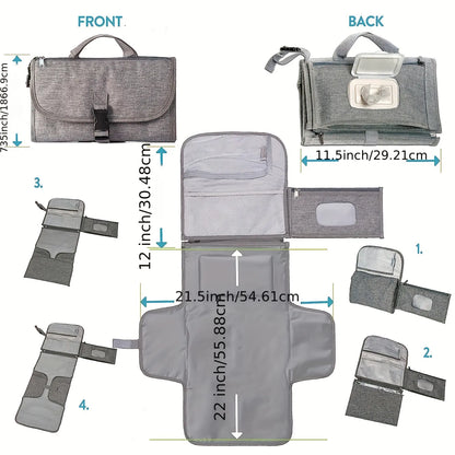 Wickelunterlage für Unterwegs – Faltbare Baby Wickelmatte mit Taschen