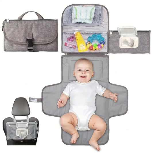 Wickelunterlage für Unterwegs – Faltbare Baby Wickelmatte mit Taschen