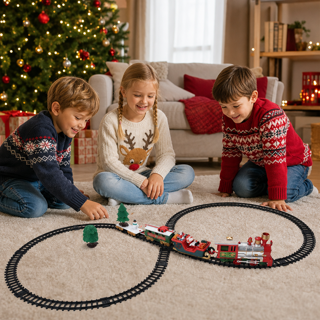 Elektrische Kinder-Eisenbahn mit Licht-, Sound- & Dampfeffekten