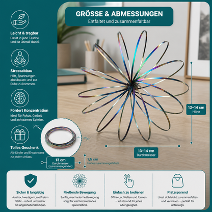 Geometrisches Feder-Fidget-Spielzeug – Sensorische Anti-Stress-Skulptur