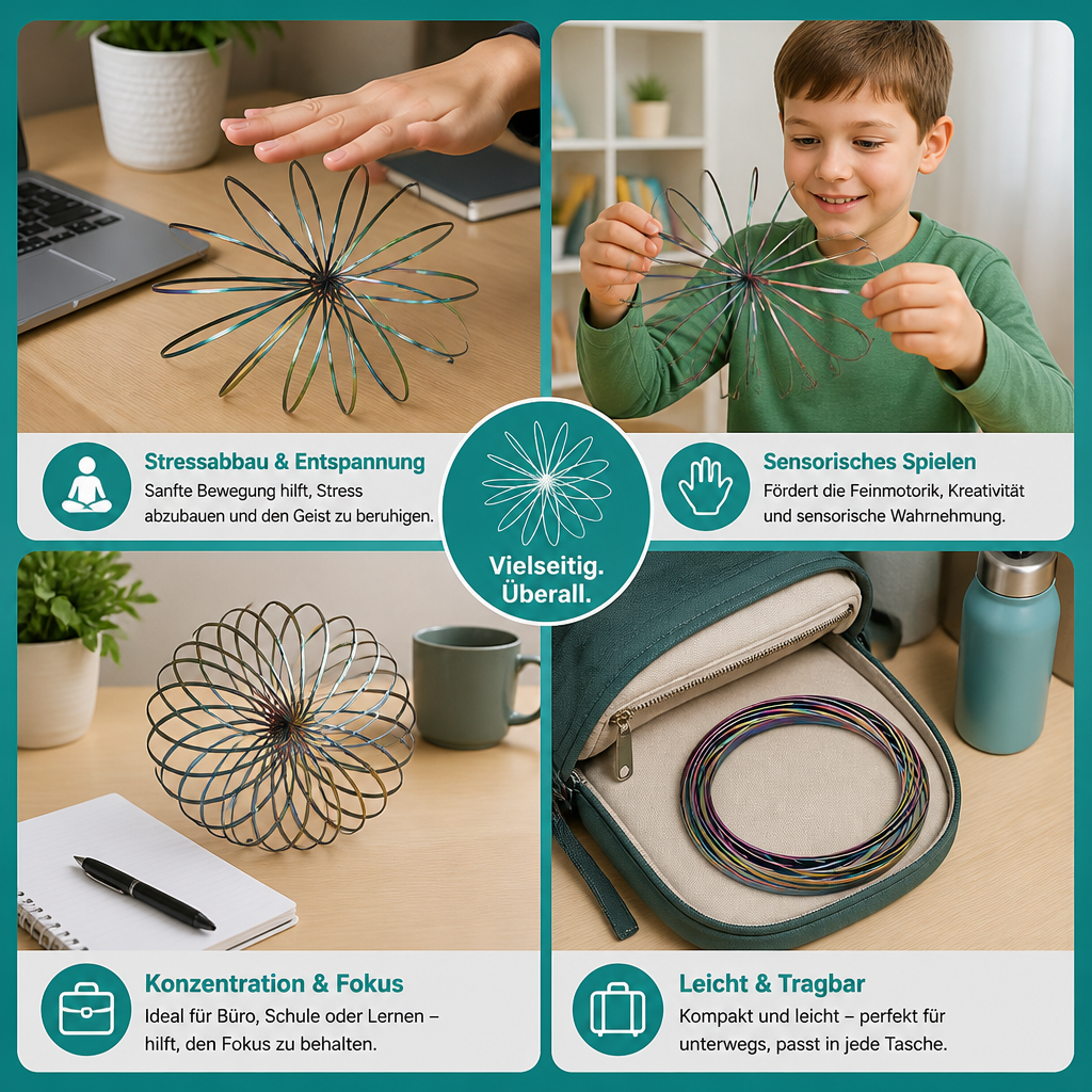 Geometrisches Feder-Fidget-Spielzeug – Sensorische Anti-Stress-Skulptur